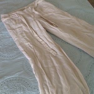 Banana Republic ivory linen, wide leg pants